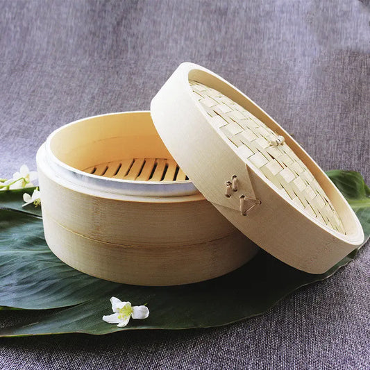 Bamboo Steamer Basket with Lid | Two-Tier Dumpling Steamer Sustow