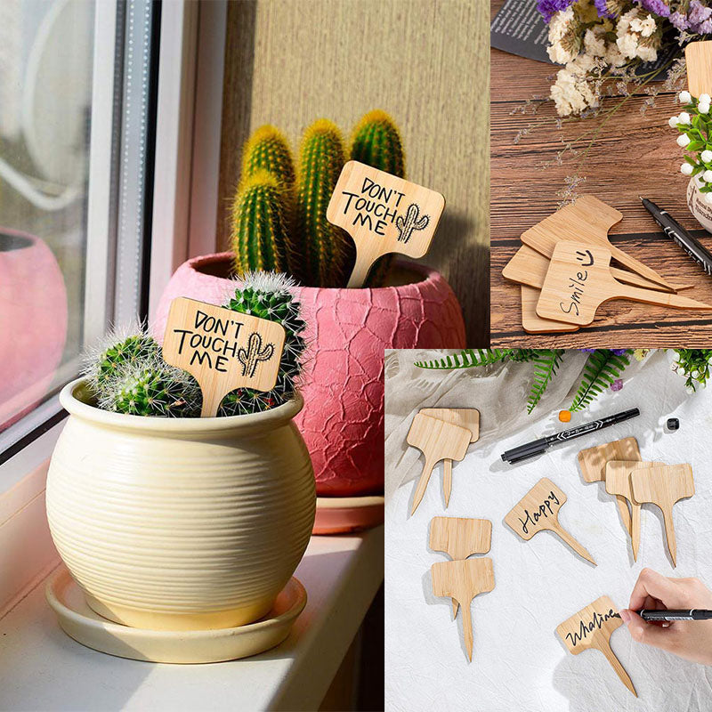 Wooden Bamboo Plant Labels | Writable Garden Marker Signs Sustow