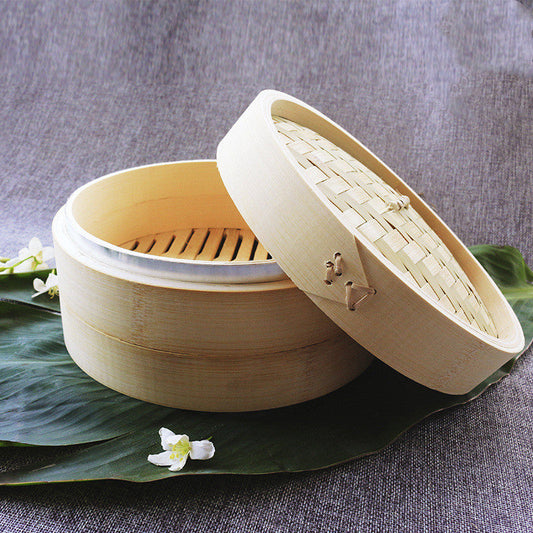 Bamboo Steamer Basket with Lid | Two-Tier Dumpling Steamer Sustow