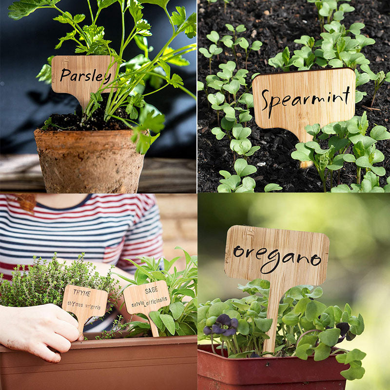 Wooden Bamboo Plant Labels | Writable Garden Marker Signs Sustow